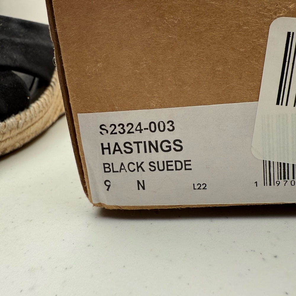 NIB SoftWalk Sz 9N Women's Hastings Jute Platform Wedge Sandal Suede Black - Picture 3 of 10